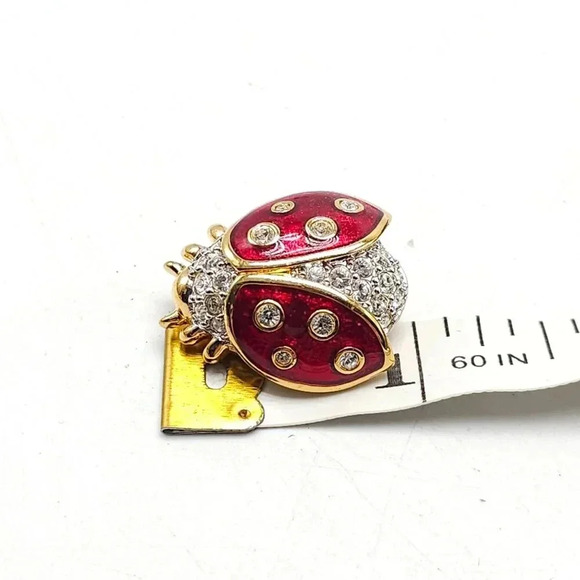 Vintage Swarovski Crystal Red Ladybug Brooch Pin 1 in - Picture 4 of 4